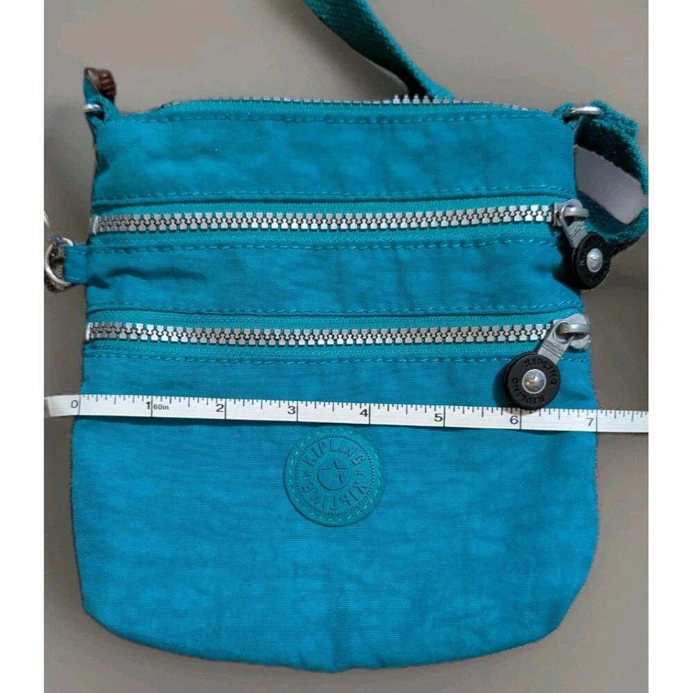 Kipling Keiko Mini Crossbody Bag Teal Turquoise Nylon Triple Zip Monkey
